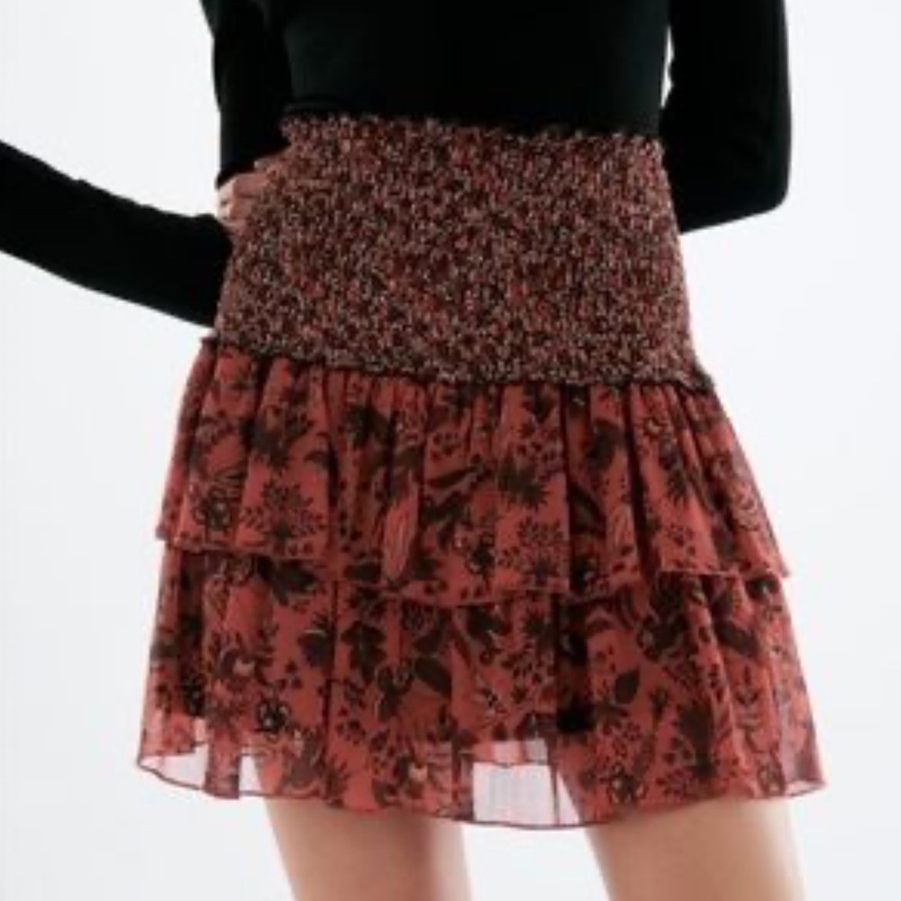 NWOT Zara Western Flowey Floral Print Skirt